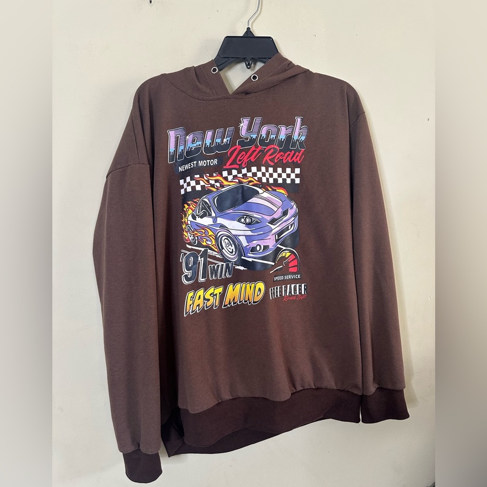 Romwe oversized car graphic hoodie XL